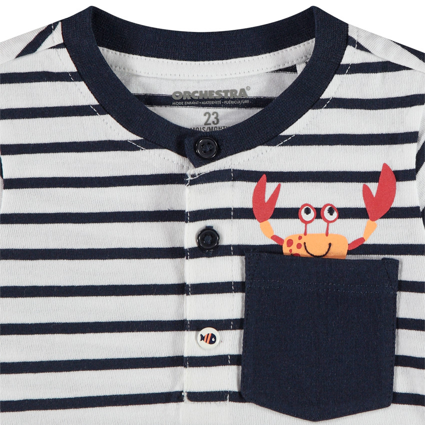 Combishort rayée print crabe pour bébé garçon 