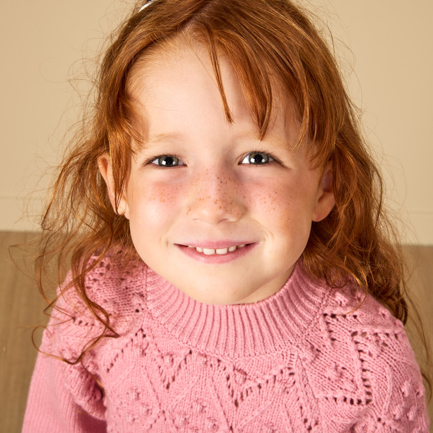 Robe manches longues en tricot uni pour bébé fille 