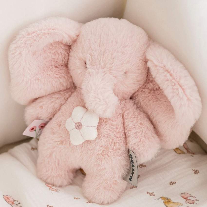 Mini peluche musicale éléphant - Fanfan - Rose - 20 cm