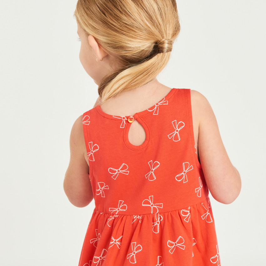 Robe sans manches imprimée nœuds pour bébé fille 