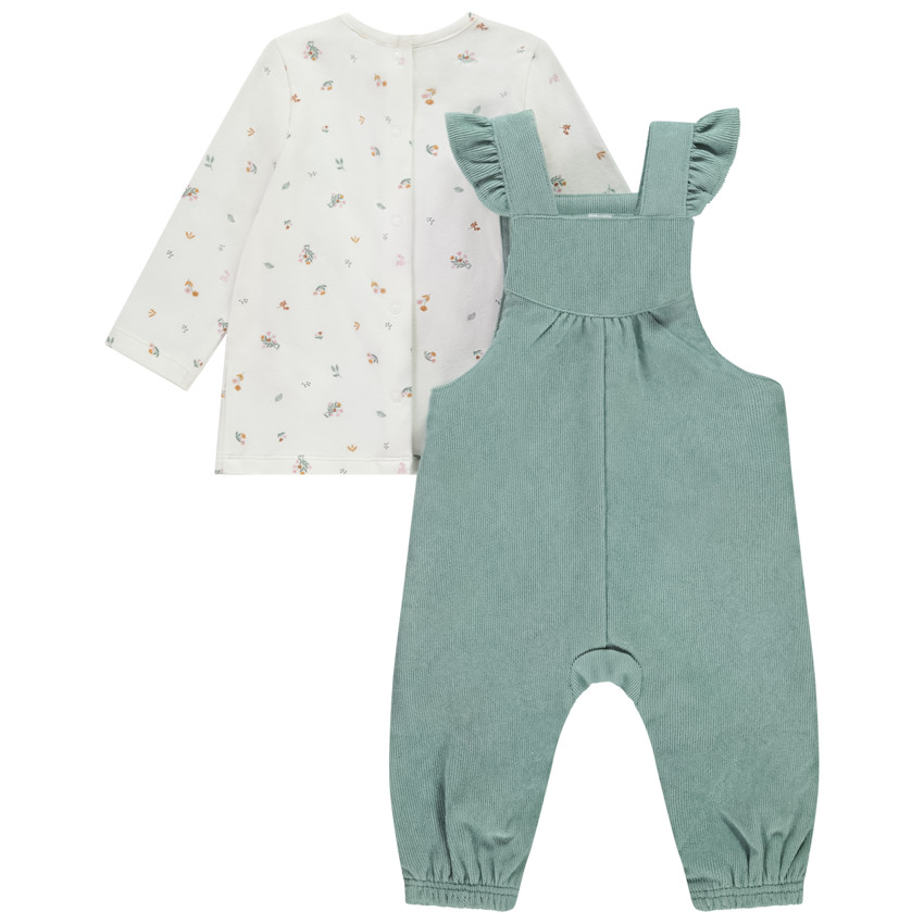 Ensemble 2 pièces avec salopette velours pour bébé fille 