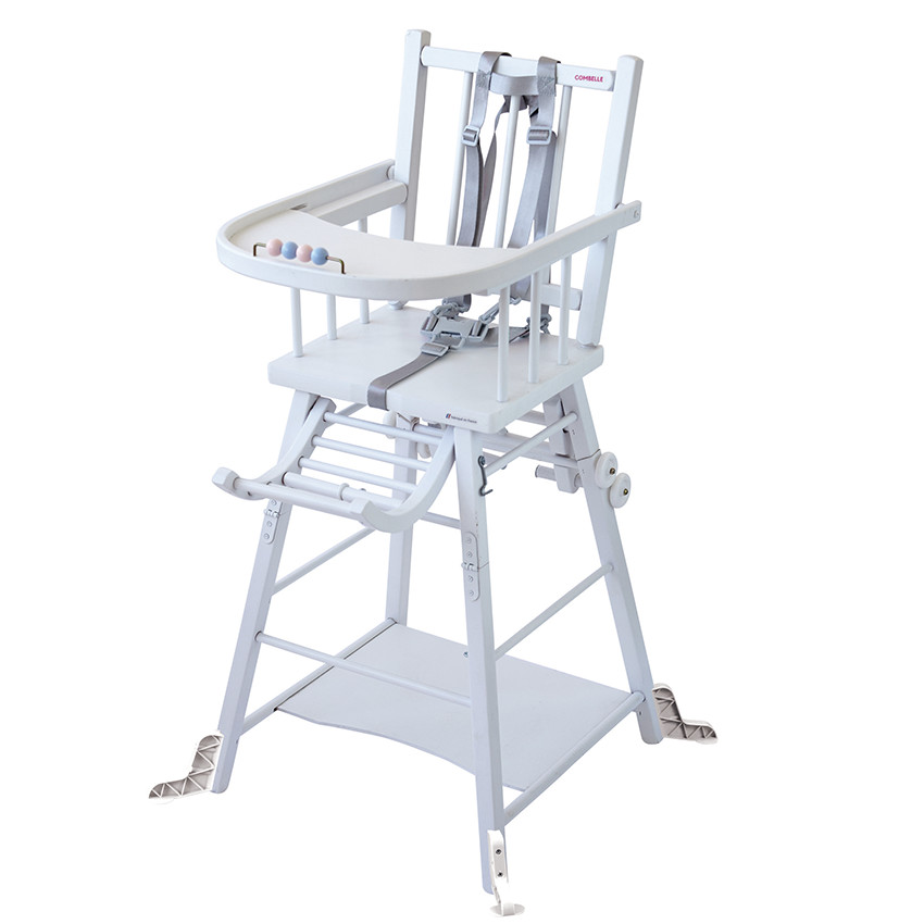 Chaise haute traditionnelle Marcel transformable – Blanc