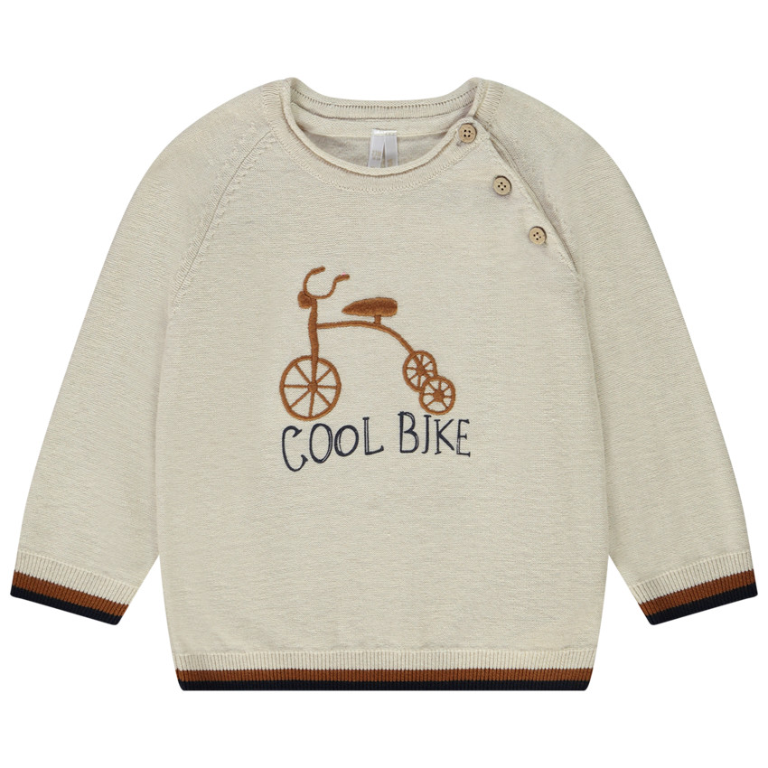 Pull en tricot avec broderie tricycle en relief pour bébé garçon 
