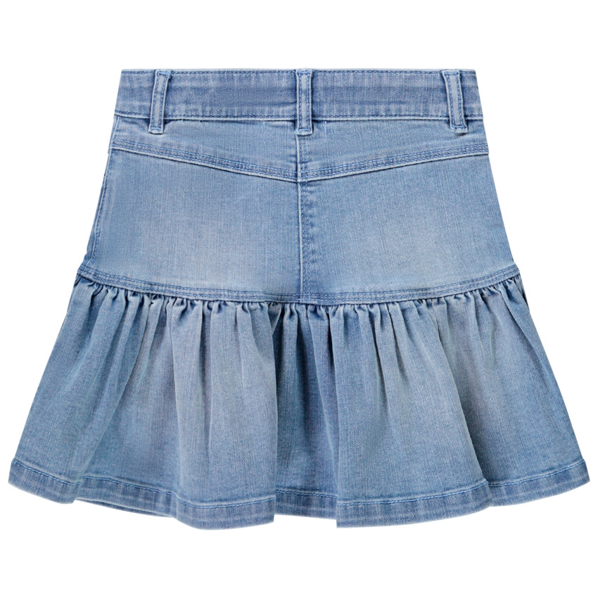 Jupe en jean volantée avec bandeau à pois pour enfant fille 