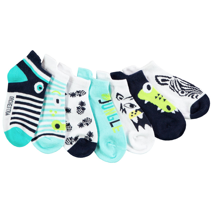 Lot de 7 paires de chaussettes courtes fantaisie pour garçon 