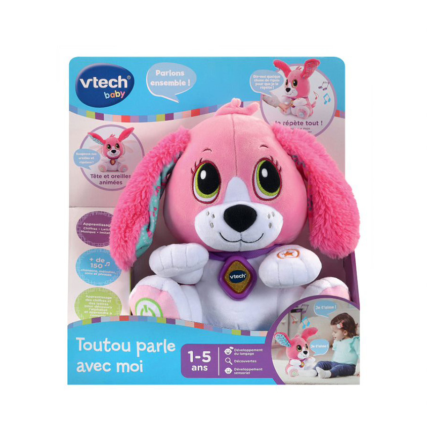 Peluche Toutou Parle avec Moi - Rose 