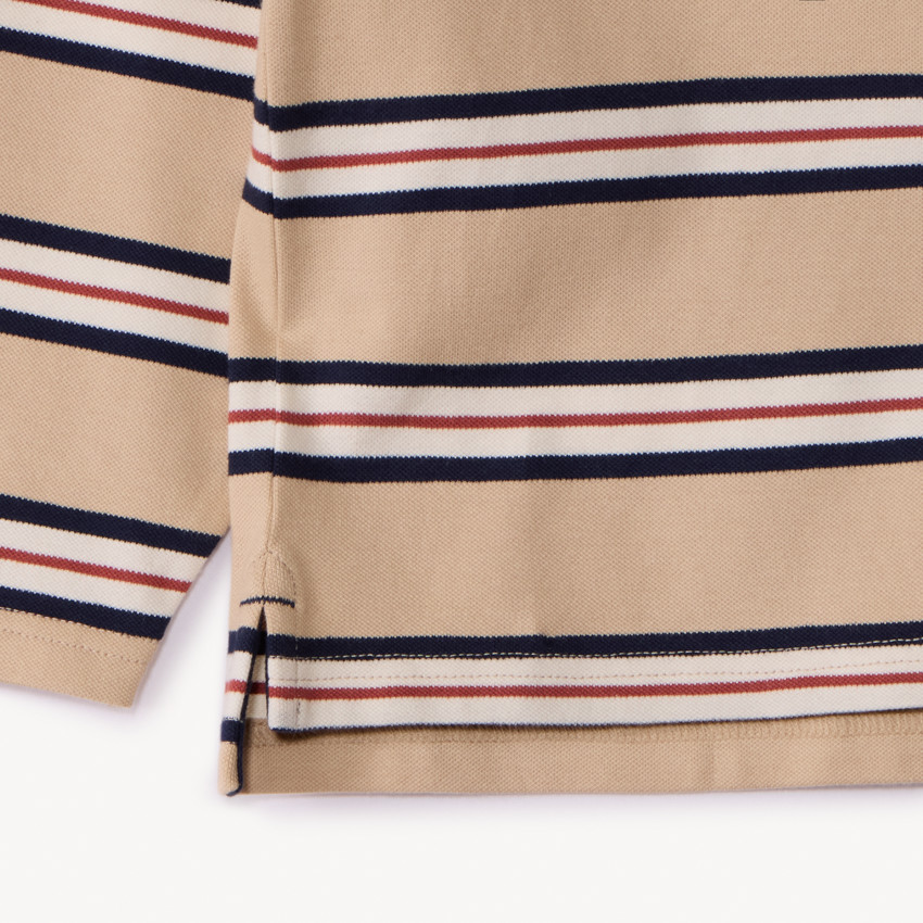 Polo manches longues rayés à rayures et badge fantaisie pour garçon 