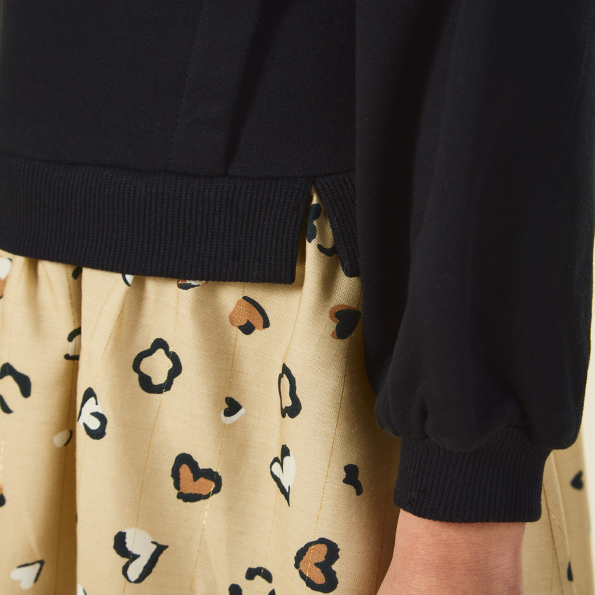 Robe molleton effet 2 en 1 imprimé tacheté pour fille 