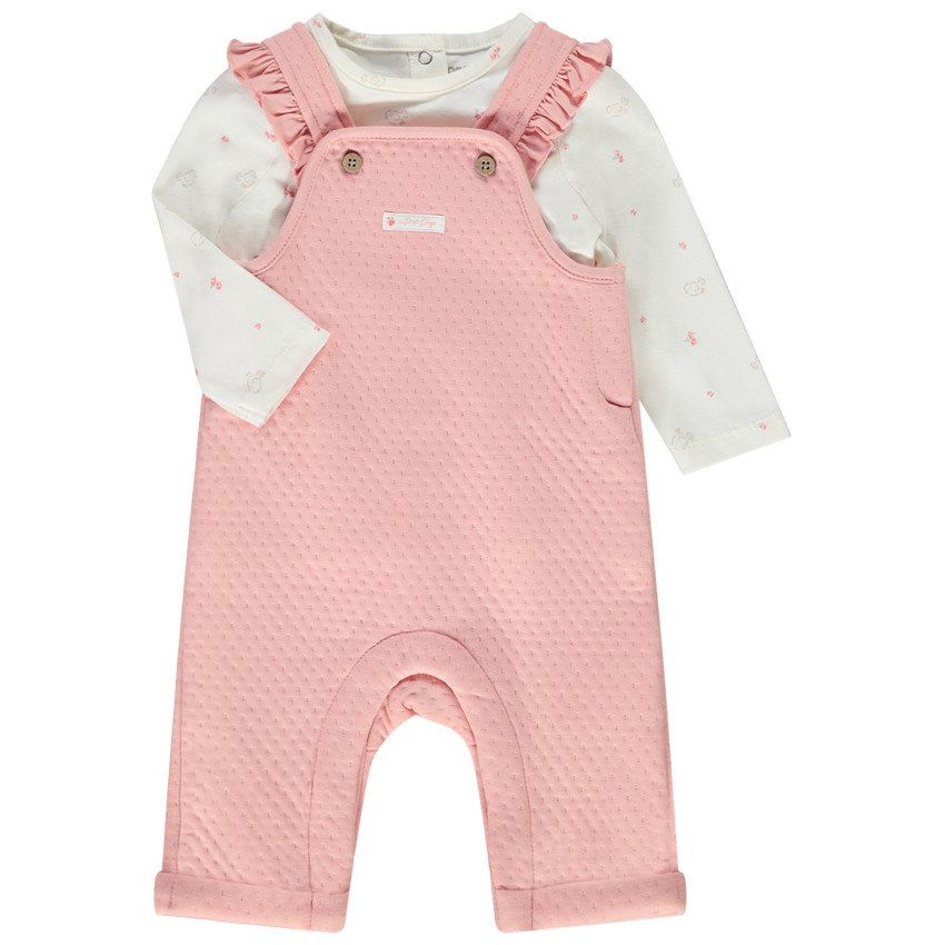 Ensemble 2 pièces avec salopette pour bébé fille 