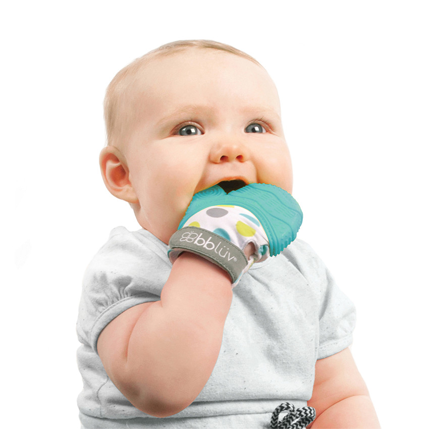 Oyfel Moufles Dentition Protéger bébé Motif détoile Anneau de Dentition Multifonctionnel Mitten Silicone Sans PPA 1pièce 
