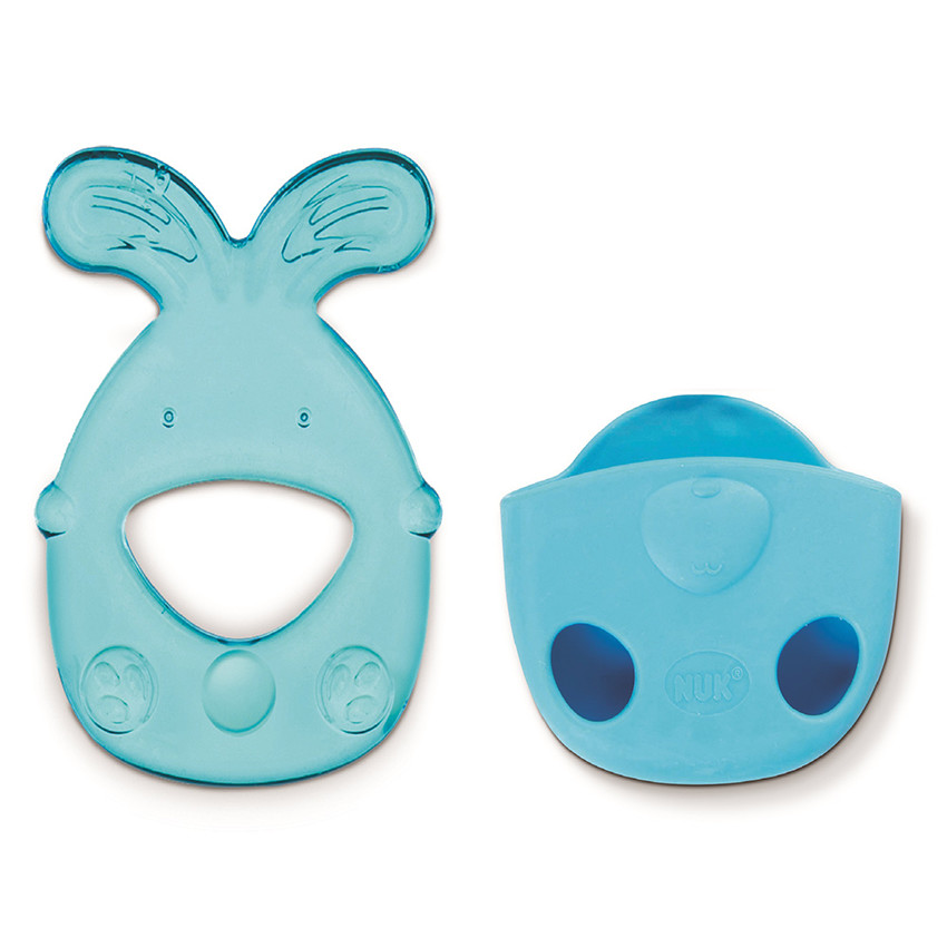 Anneau de dentition Lapin réfrigérant - Bleu/Rose Main Anneau de dentition Lapin réfrigérant - Bleu/Rose