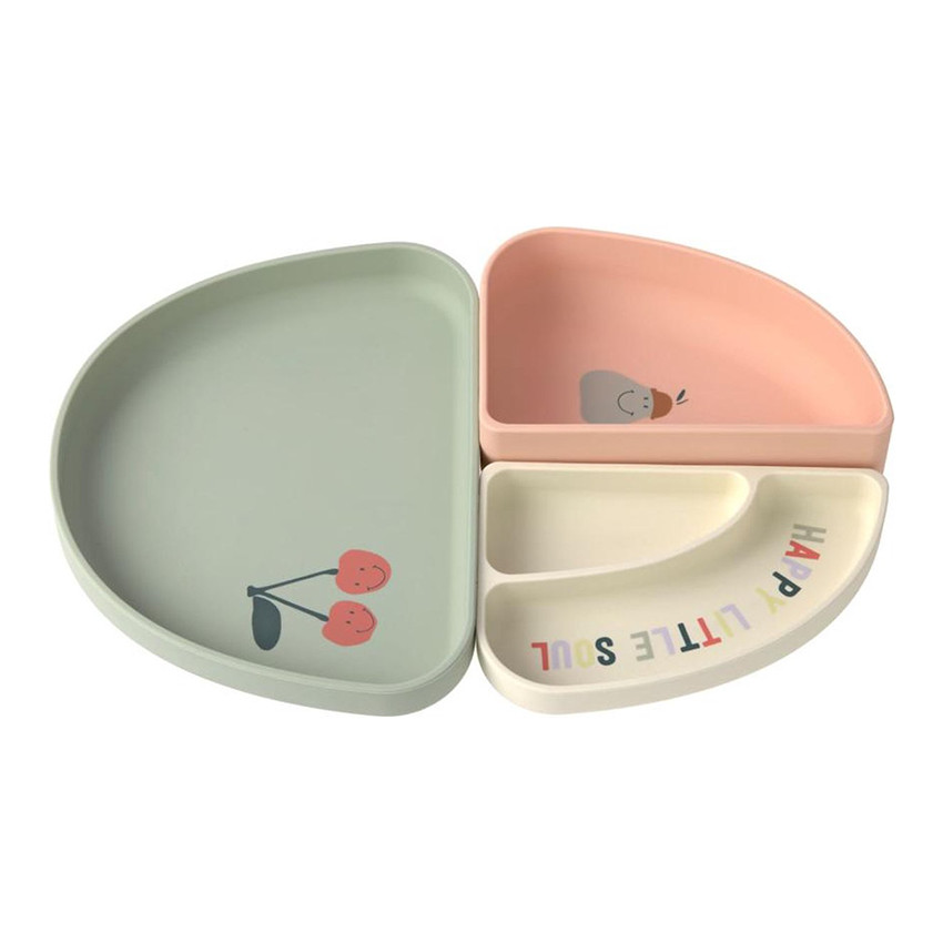 Silicone Section Assiettes Happy Fruits Cherry 3pcs