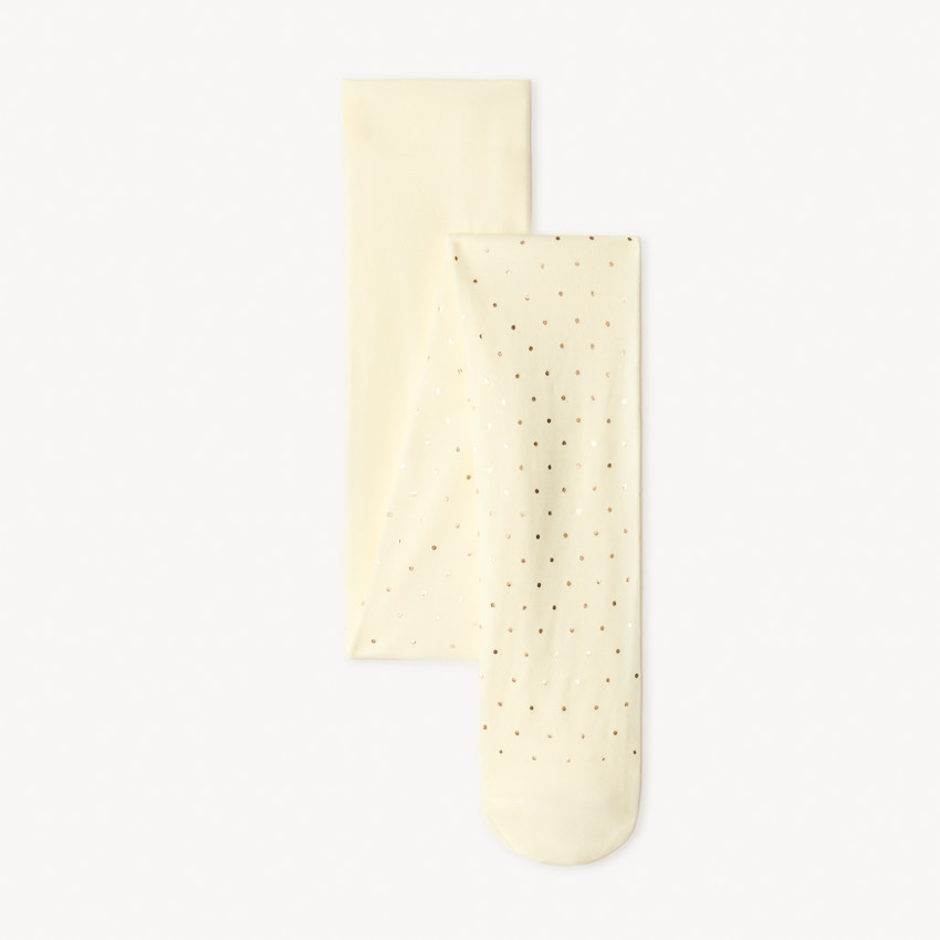 Paire de collants fins à pois dorés pour fille
