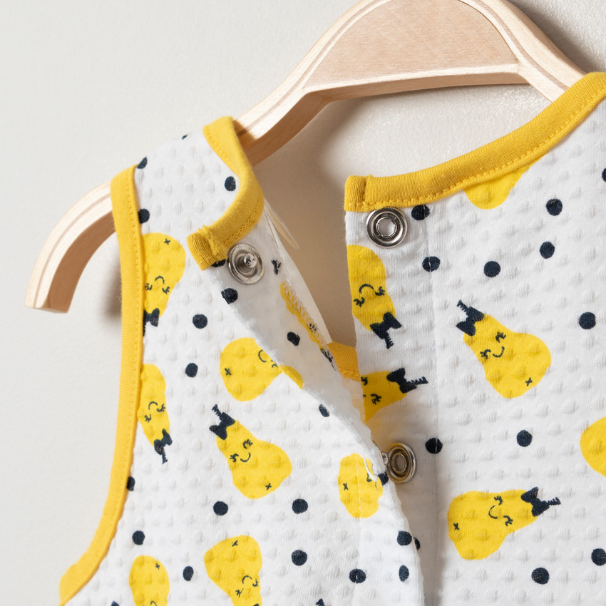 Robe sans manches en coton bio à poires imprimées all-over 