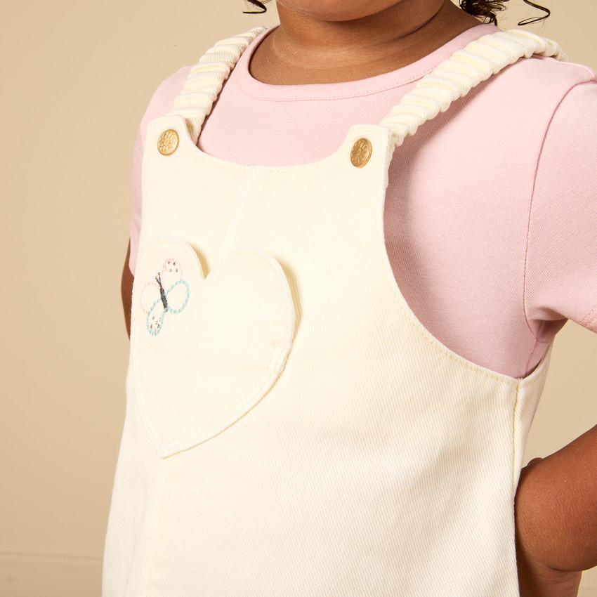 Robe salopette avec broderie papillon pour bébé fille 