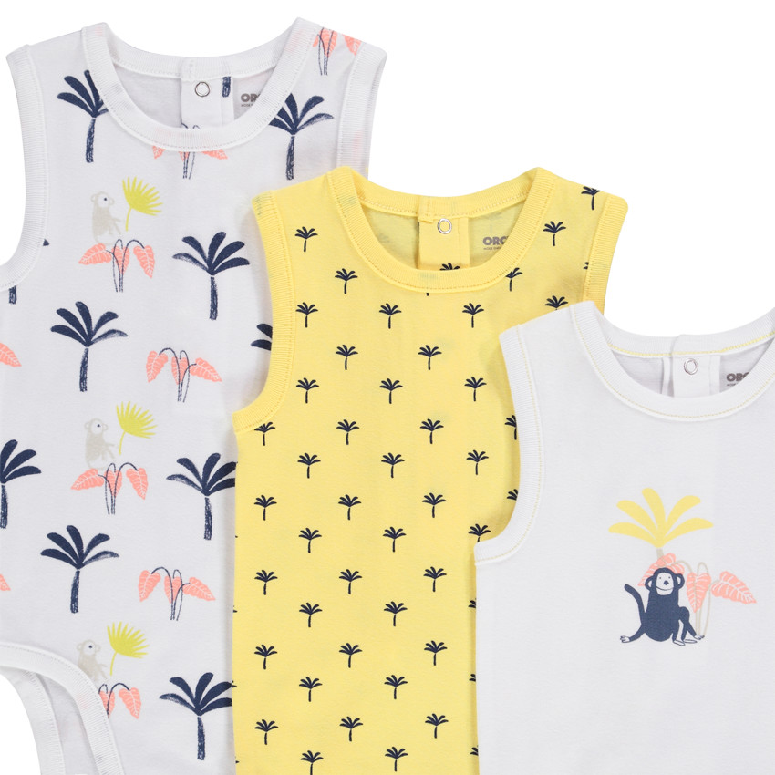 Lot de 3 bodies sans manches motifs fantaisie pour bébé garçon 