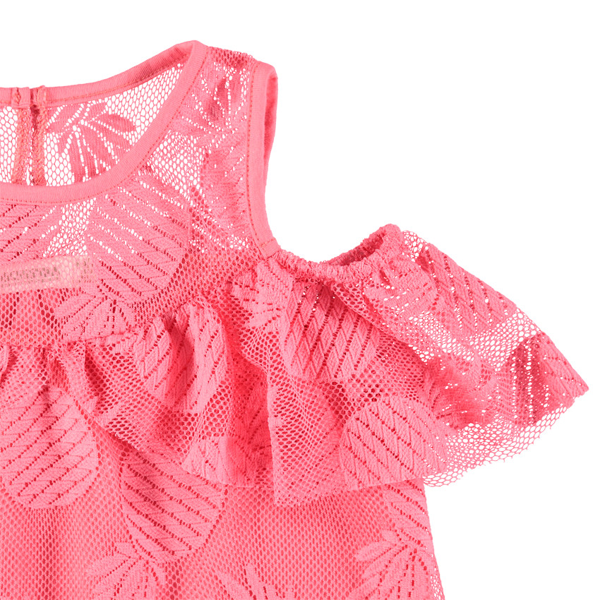 Top en tulle à épaules dénudées motif ananas 