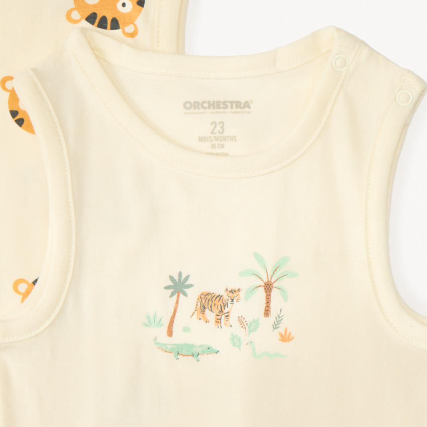 Lot de 5 bodies sans manches en jersey motifs savane pour bébé garçon 