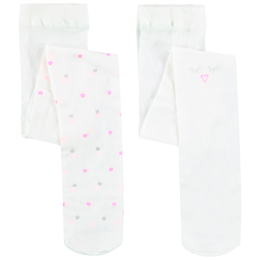 Lot de 2 collants fin à motifs pour fille 