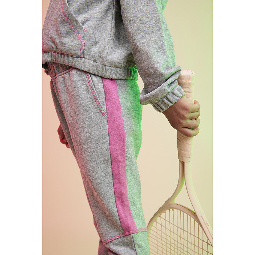 Pantalon de jogging en molleton avec bandes contrastées pour fille 