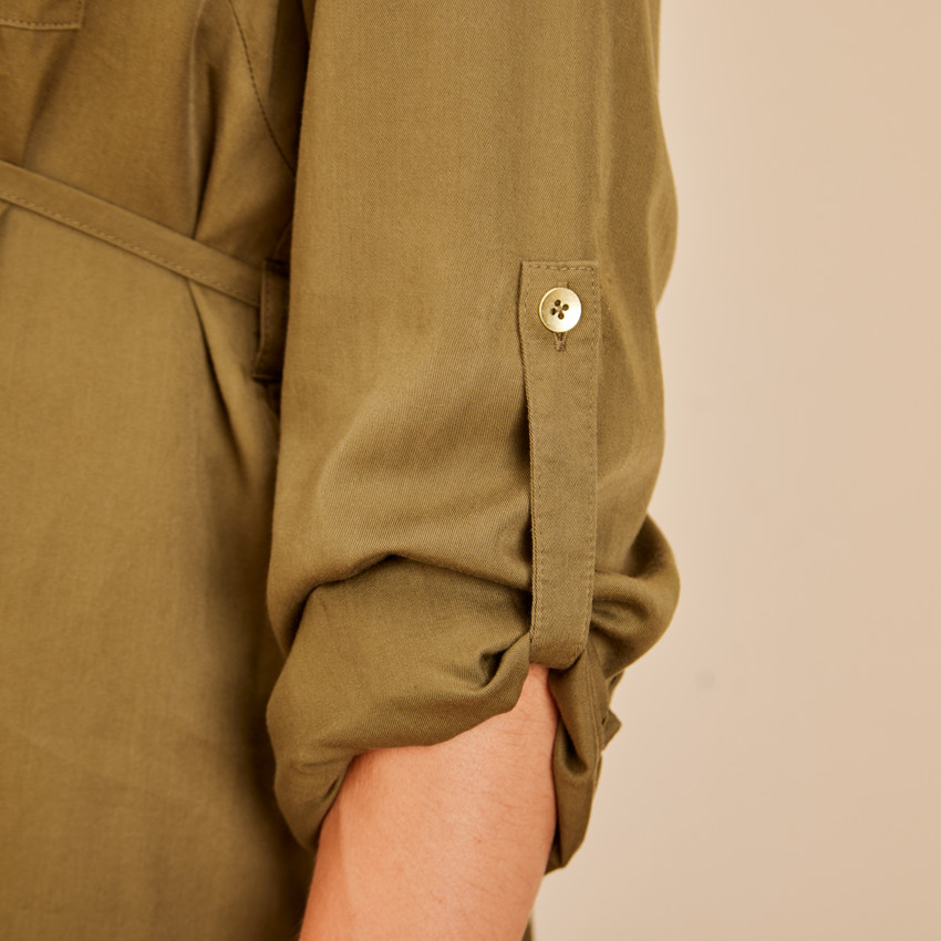 Chemise manches longues avec liens à nouer pour femme 