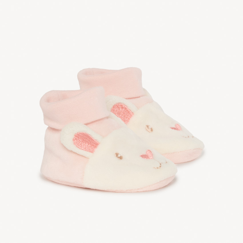 Paire de chaussons ludique en velours pour bébé fille