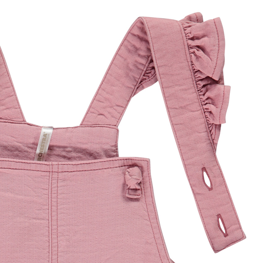 Ensemble robe salopette uni rose + t-shirt fantaisie pour bébé fille 