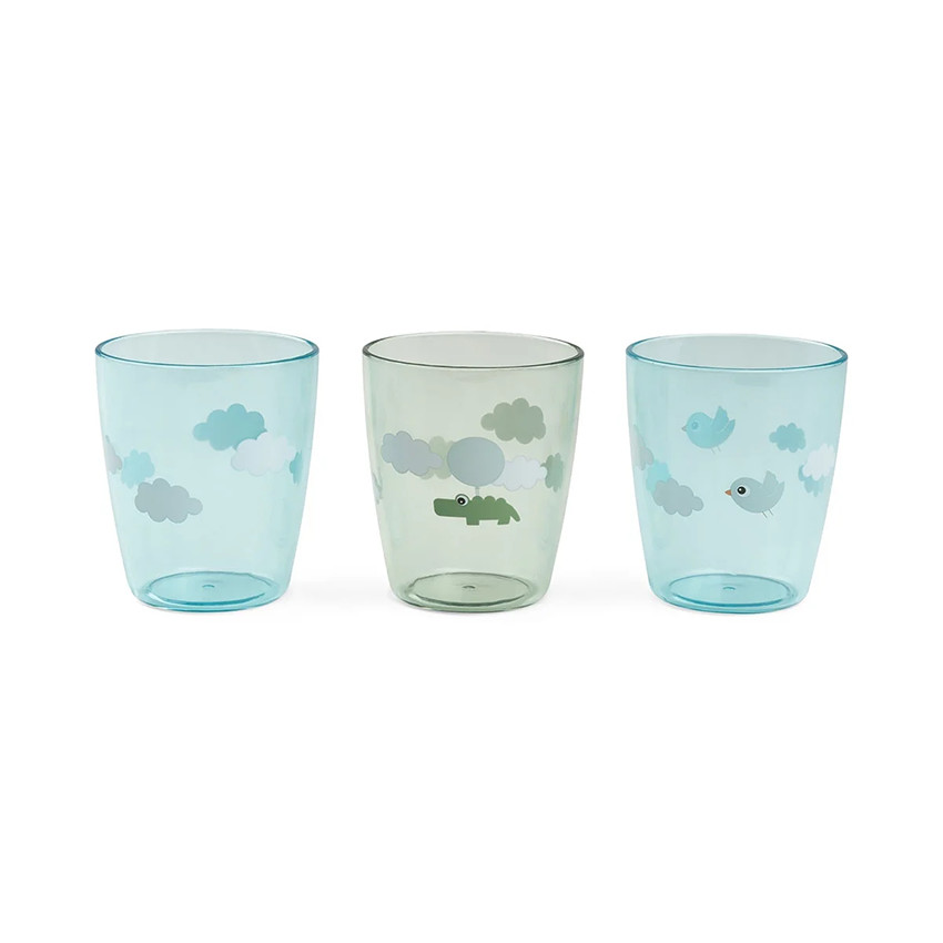 Lot de 3 mini verres Yummy Happy Clouds vert 