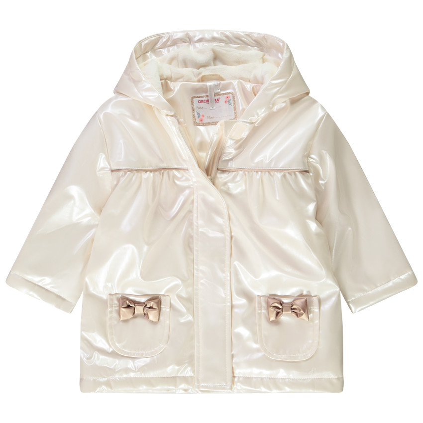 Parka gomme à capuche effet vinyle pour bébé fille 