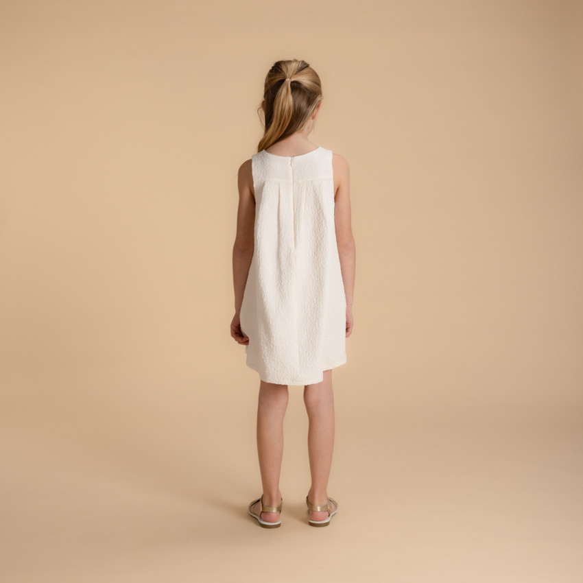 Robe sans manches en jacquard avec gros nœud pour fille  