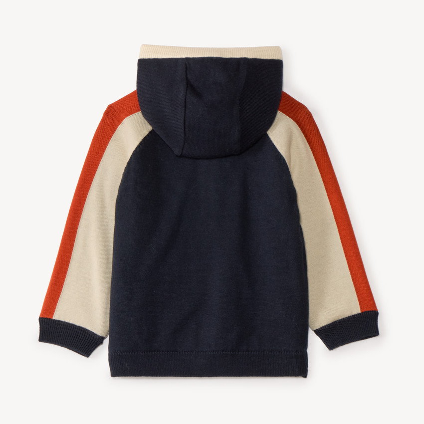 Gilet bébé garçon en tricot à capuche style vintage 