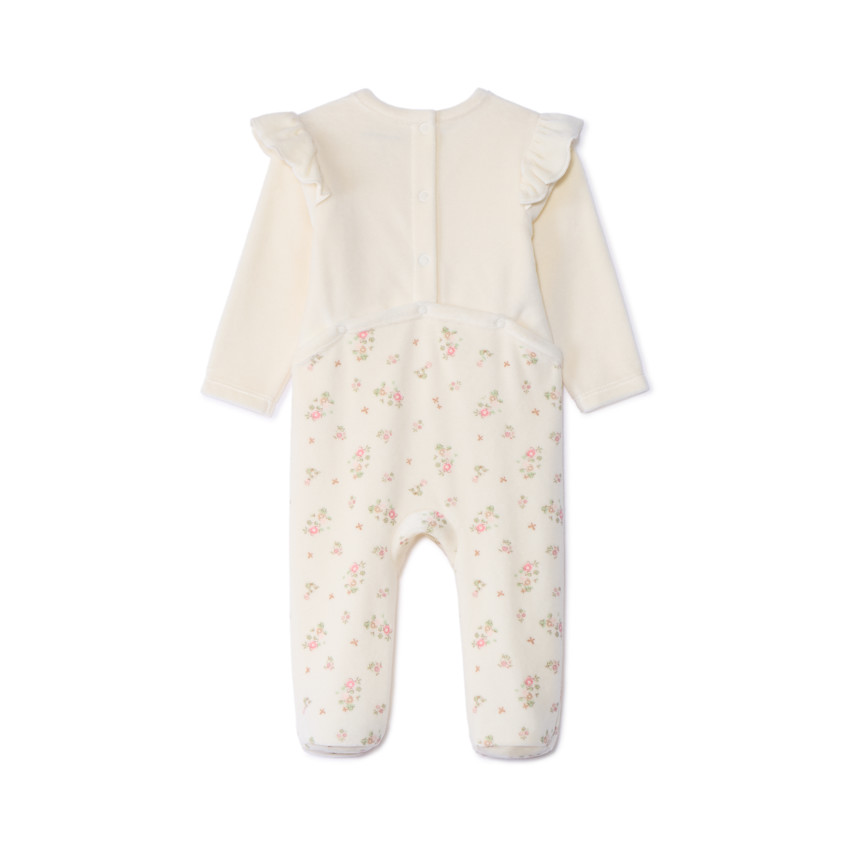 Dors-bien en velours effet 2 en 1 imprimé fleurs pour bébé fille 