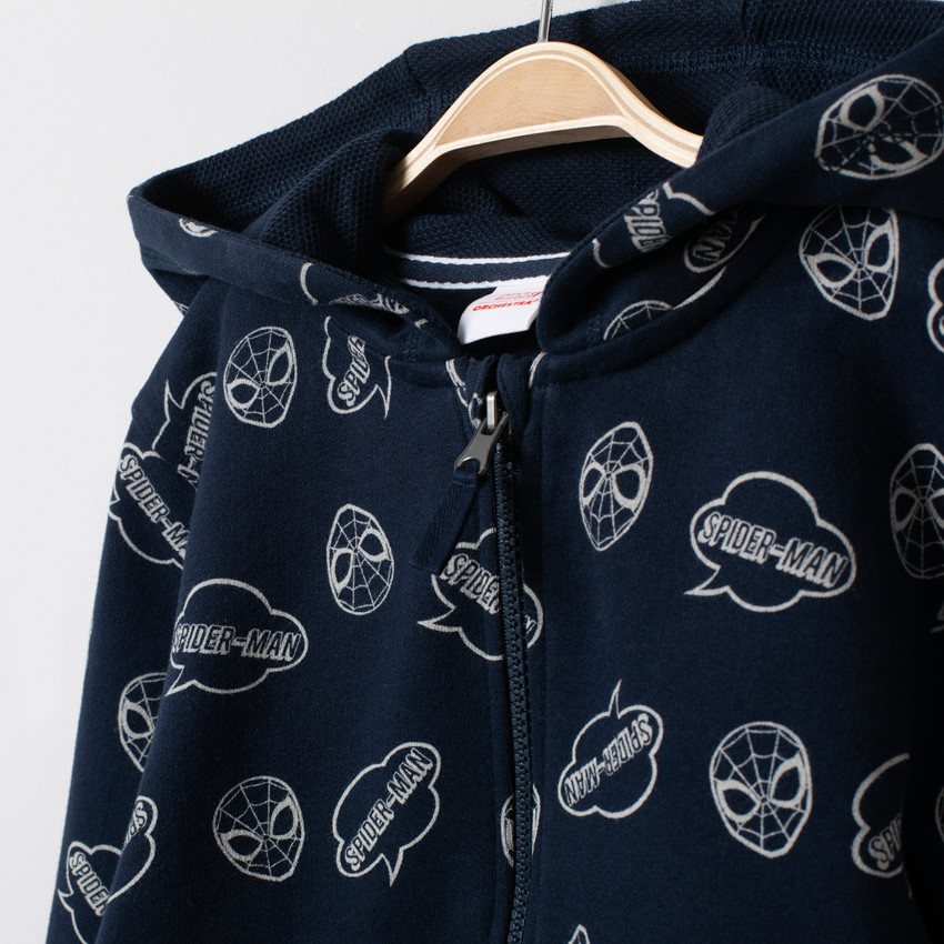 Gilet à capuche zippé motif Spiderman all-over 