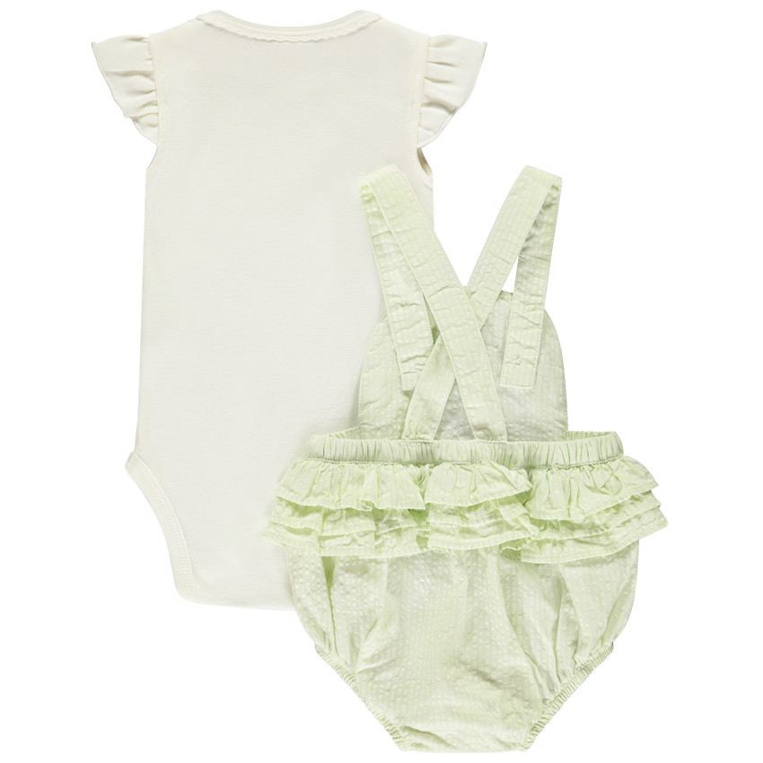 Ensemble 2 pièces avec barboteuse rayée pour bébé fille 