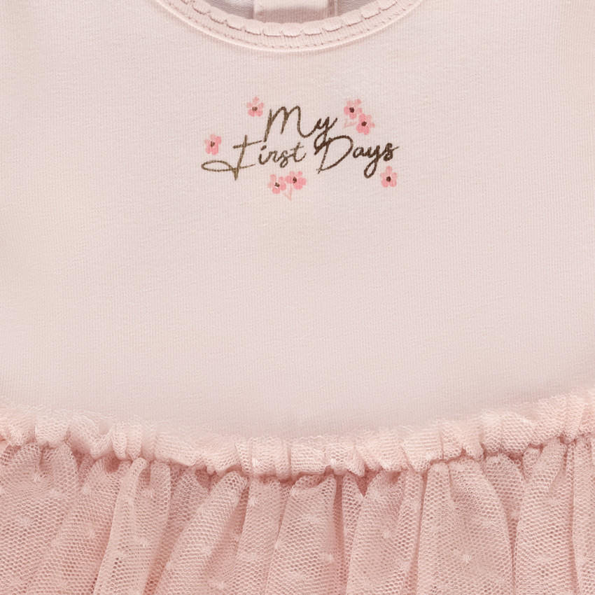 Robe body effet 2 en 1 avec tulle plumetis pour bébé fille 