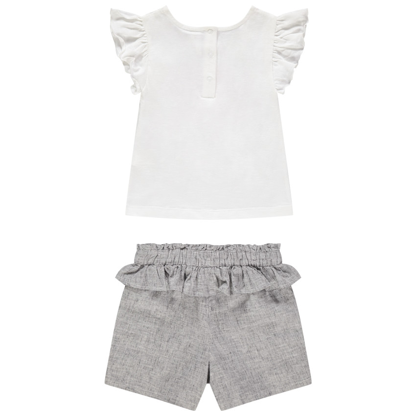 Ensemble avec t-shirt print coeur et short en maille chinée 