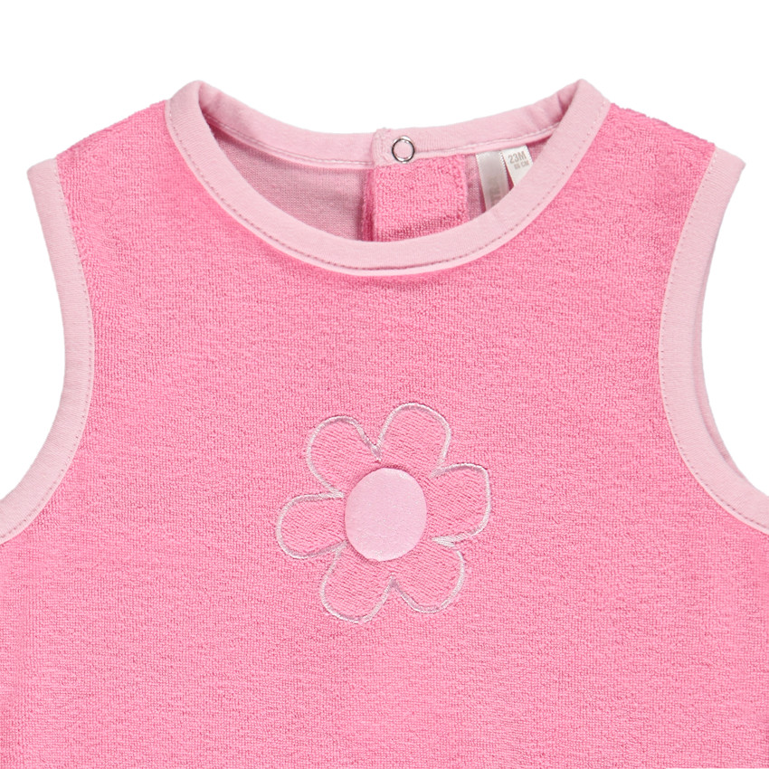 Combinaison courte en éponge broderie fleur pour bébé fille 