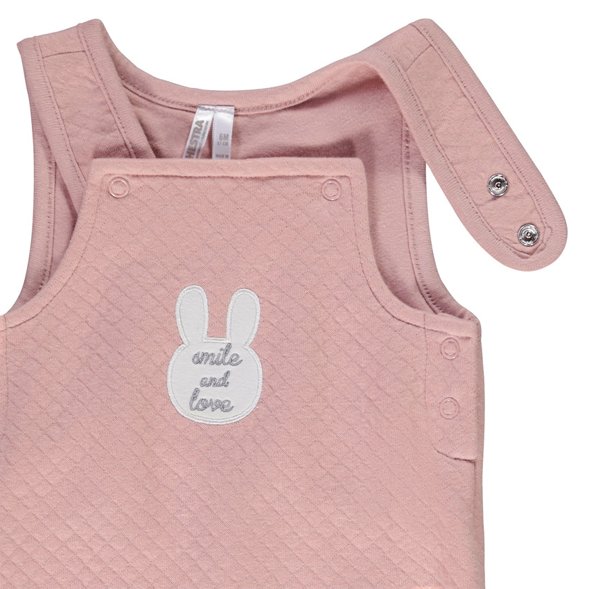 Ensemble 2 pièces salopette motif lapin pour bébé fille 