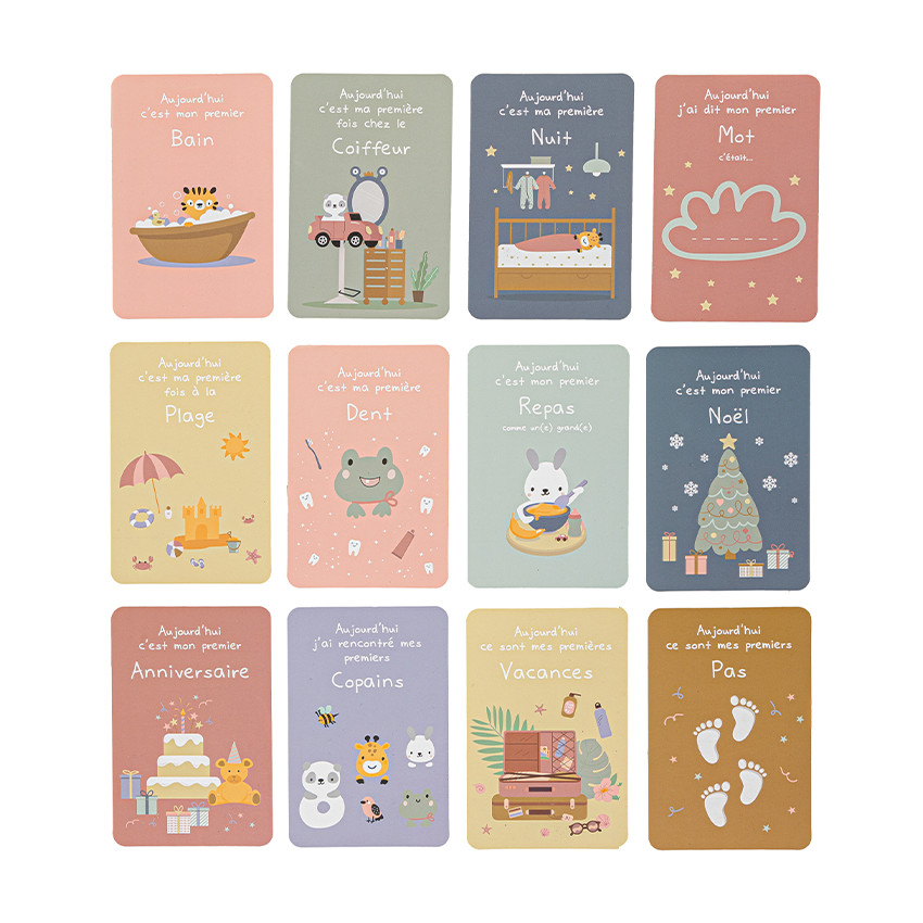 Set toise murale 12 cartes etapes Animaux Atmosphera