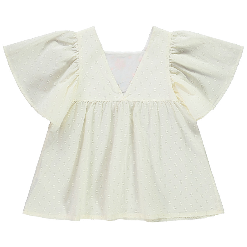 Tunique manches courtes avec plumetis et broderies pour fille 