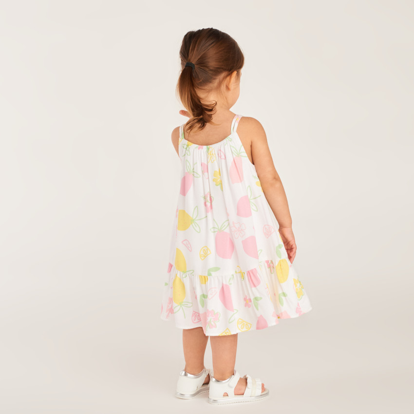Robe à doubles bretelles imprimé citrons all-over pour bébé fille 