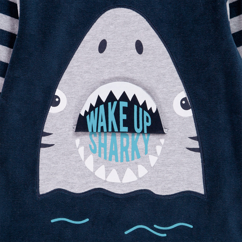 Pyjama en velours requin ludique pour enfant garçon 