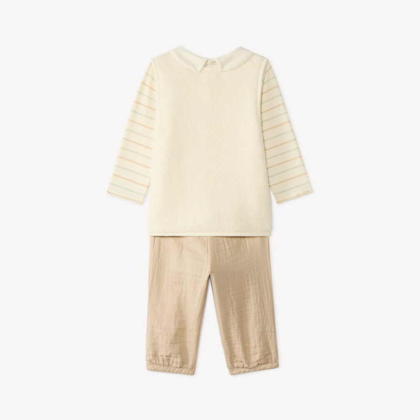 Ensemble long 3 pièces bébé garçon avec gilet sherpa 