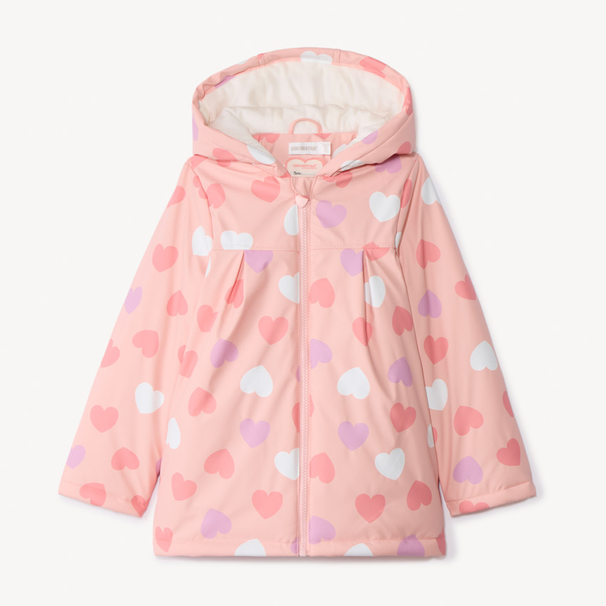 Parka gomme à couleur changeante imprimé cœurs pour fille 