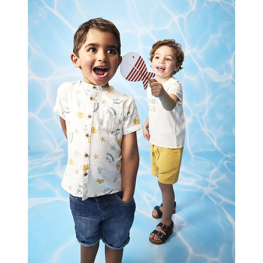Chemise manches courtes imprimé fantaisie pour bébé garçon 