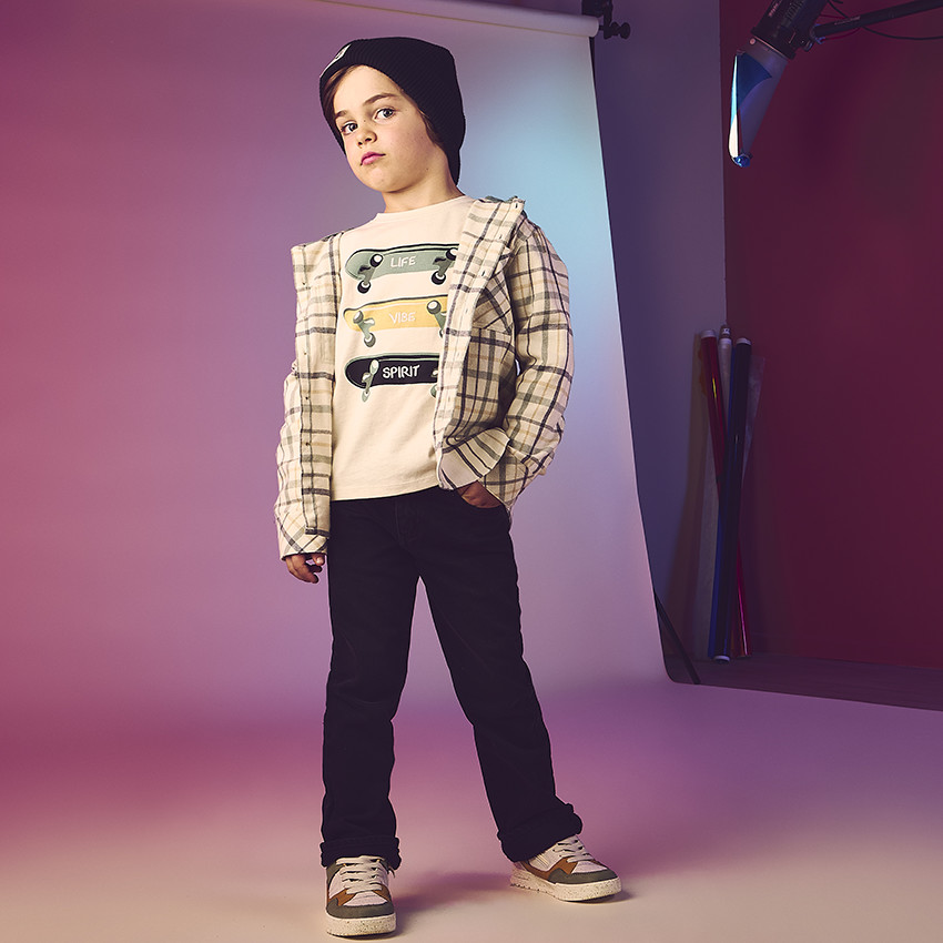 Chemise à Capuche à Carreaux Garçon Marine Et Bordeaux - Total Eclipse | Tape à L'oeil