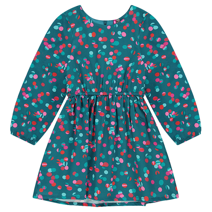 Robe manches longues à pois all-over 