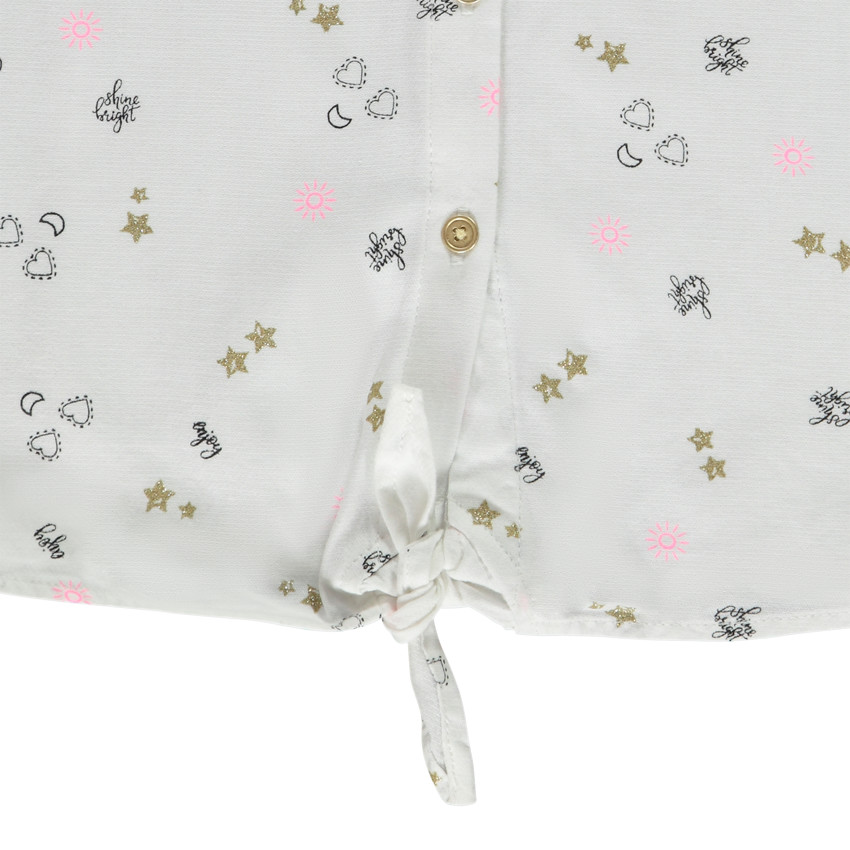 Chemise manches longues en coton imprimé fantaisie pour fille 