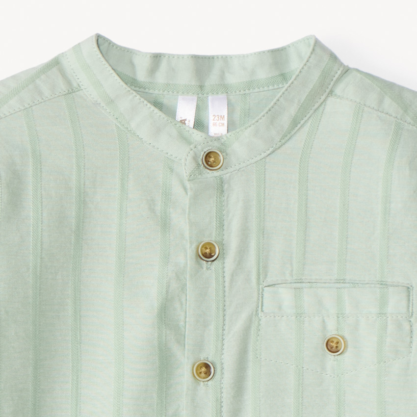 Chemise à manches courtes rayée col mao pour bébé garçon 