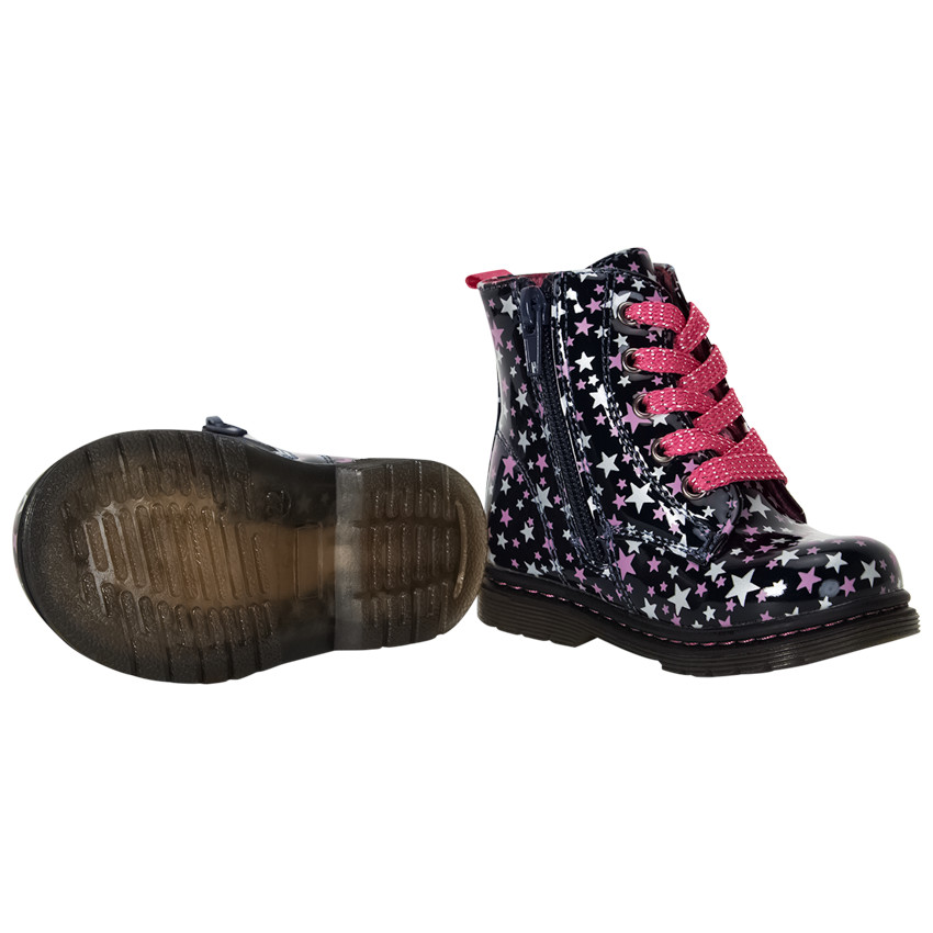 Bottillons à lacets et zip imprimé étoiles pour bébé fille 